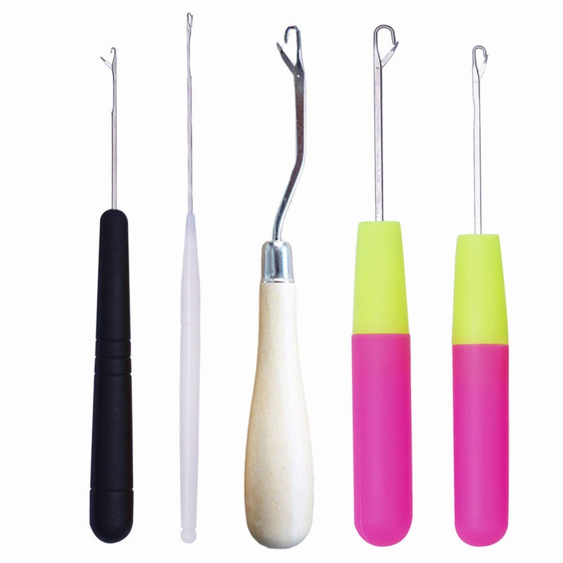 HAMIYELL Pack of 5 Different Sizes Latch Hook Crochet Needle Hook Tools for Braid Hair, Scarf Carpet Making and Other Crafts - Image 1